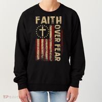 Faith Over Fear Patriotic Christian Women's Sweatshirt thumb 0