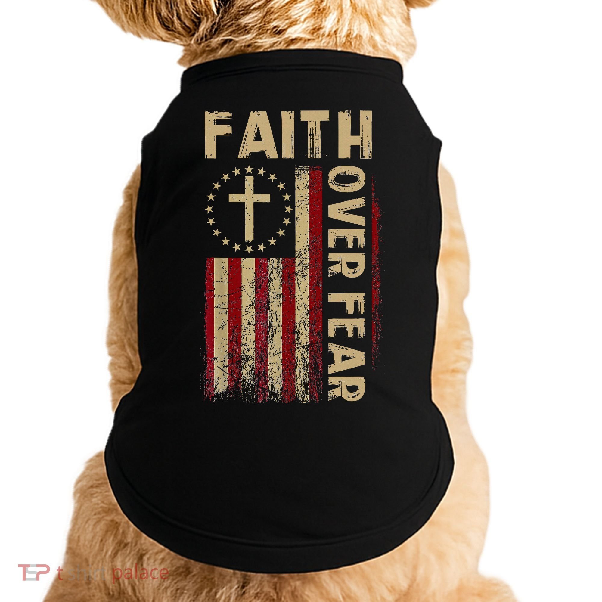 Faith Over Fear Patriotic Christian Doggie Tank