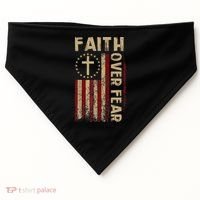 Faith Over Fear Patriotic Christian USA-Made Doggie Bandana thumb 0