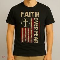 Faith Over Fear Patriotic Christian T-Shirt thumb 3