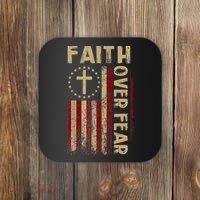 Faith Over Fear Patriotic Christian Coaster thumb 0