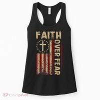 Faith Over Fear Patriotic Christian Women's Tank Top thumb 0