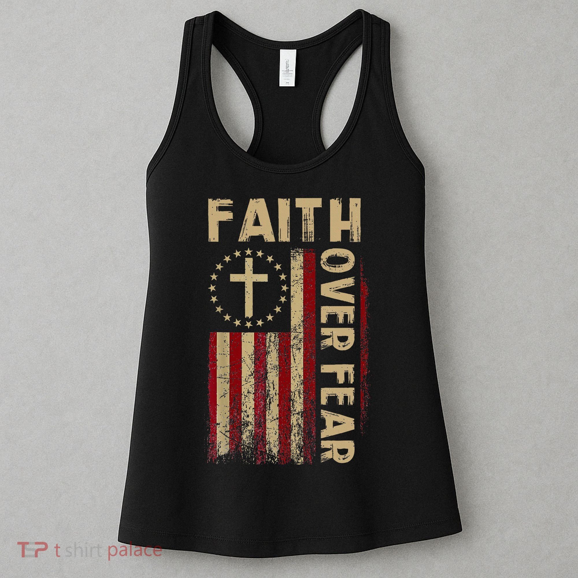 Faith Over Fear Patriotic Christian Women's Tank Top