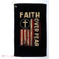 Faith Over Fear Patriotic Christian Golf Towel thumb 0