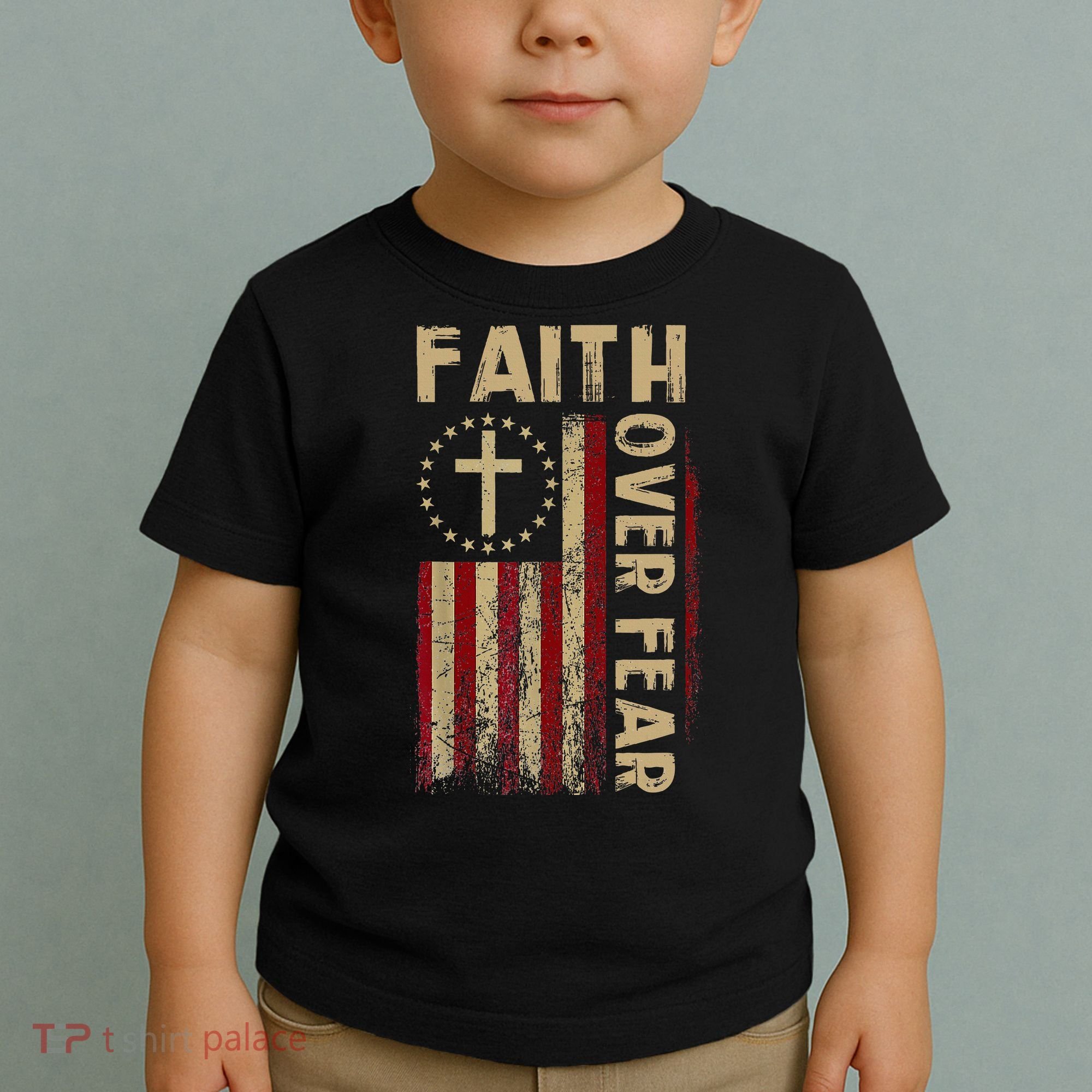 Faith Over Fear Patriotic Christian Toddler T-Shirt
