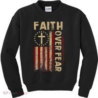 Faith Over Fear Patriotic Christian Kids Sweatshirt thumb 0