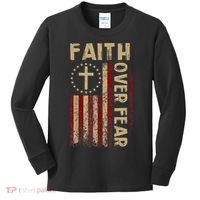 Faith Over Fear Patriotic Christian Kids Long Sleeve Shirt thumb 0