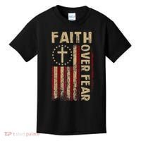 Faith Over Fear Patriotic Christian Kids T-Shirt thumb 0