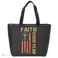 Faith Over Fear Patriotic Christian Tote Bag thumb 0