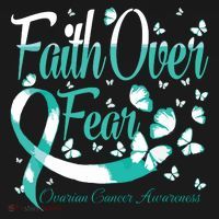 Faith Over Fear Ovarian Cancer Awareness Butterfly Sweatshirt thumb 3