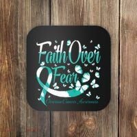 Faith Over Fear Ovarian Cancer Awareness Butterfly Coaster thumb 0