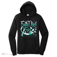 Faith Over Fear Ovarian Cancer Awareness Butterfly Women's Hoodie thumb 0