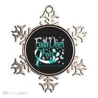 Faith Over Fear Ovarian Cancer Awareness Butterfly Ornament thumb 0