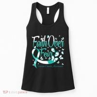 Faith Over Fear Ovarian Cancer Awareness Butterfly Women's Tank Top thumb 0