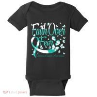 Faith Over Fear Ovarian Cancer Awareness Butterfly Baby Bodysuit thumb 0