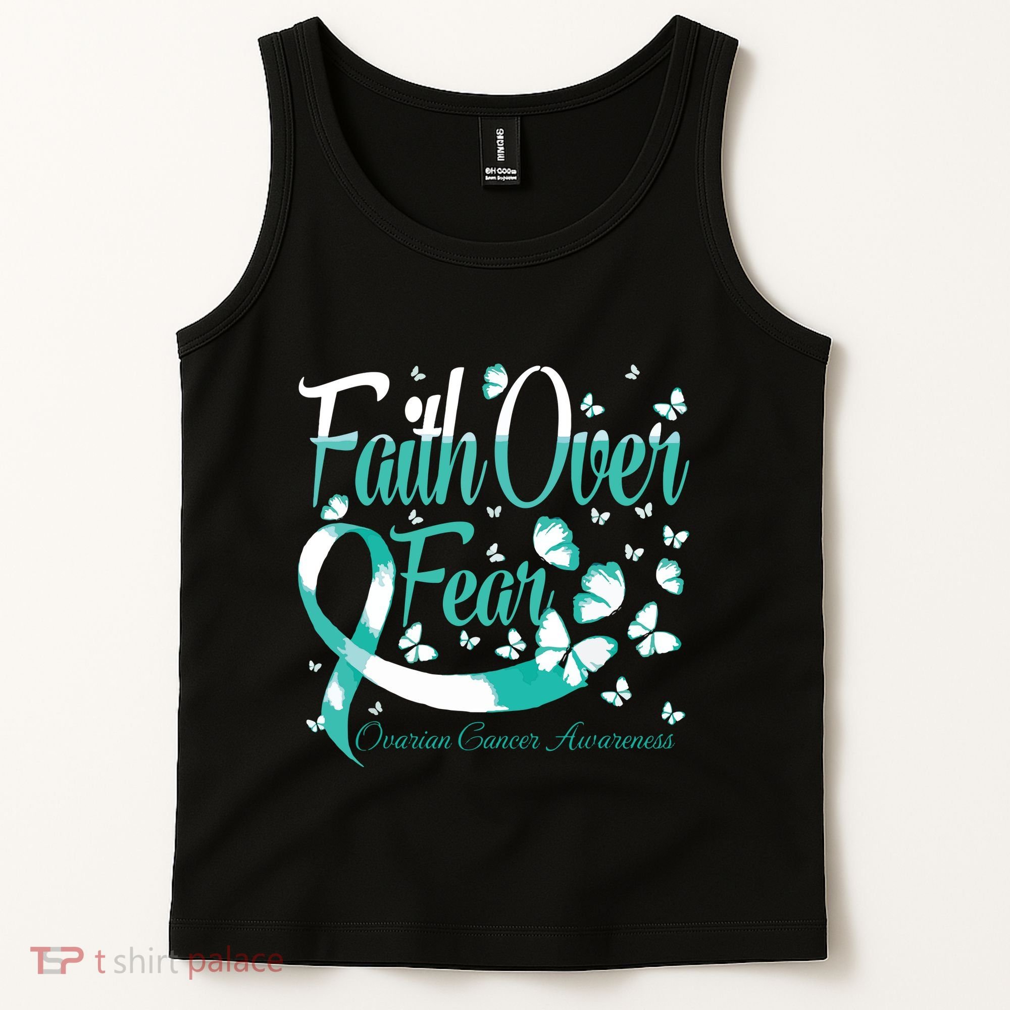 Faith Over Fear Ovarian Cancer Awareness Butterfly Tank Top