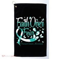 Faith Over Fear Ovarian Cancer Awareness Butterfly Golf Towel thumb 0