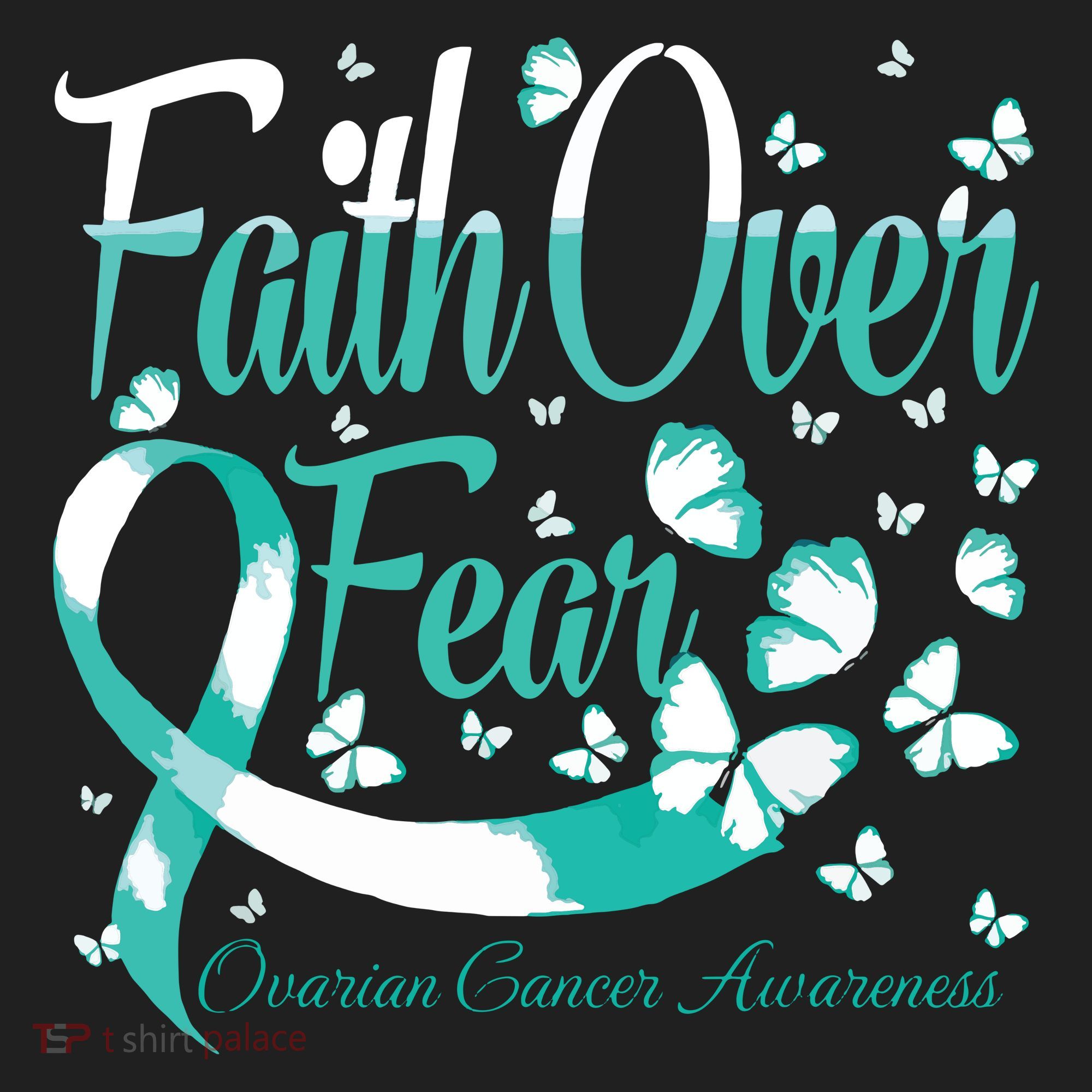 Faith Over Fear Ovarian Cancer Awareness Butterfly Golf Towel