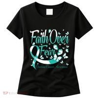 Faith Over Fear Ovarian Cancer Awareness Butterfly Women's T-Shirt thumb 0