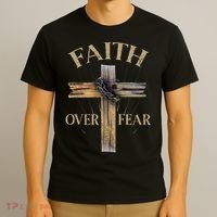 Faith Over Fear Christian Cross Religious For T-Shirt thumb 3