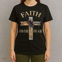 Faith Over Fear Christian Cross Religious For T-Shirt thumb 4
