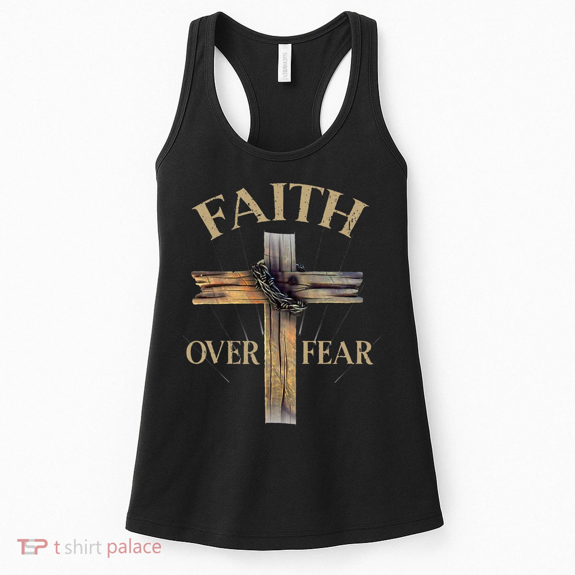 Faith Over Fear Christian Cross Religious For Women's Tank Top