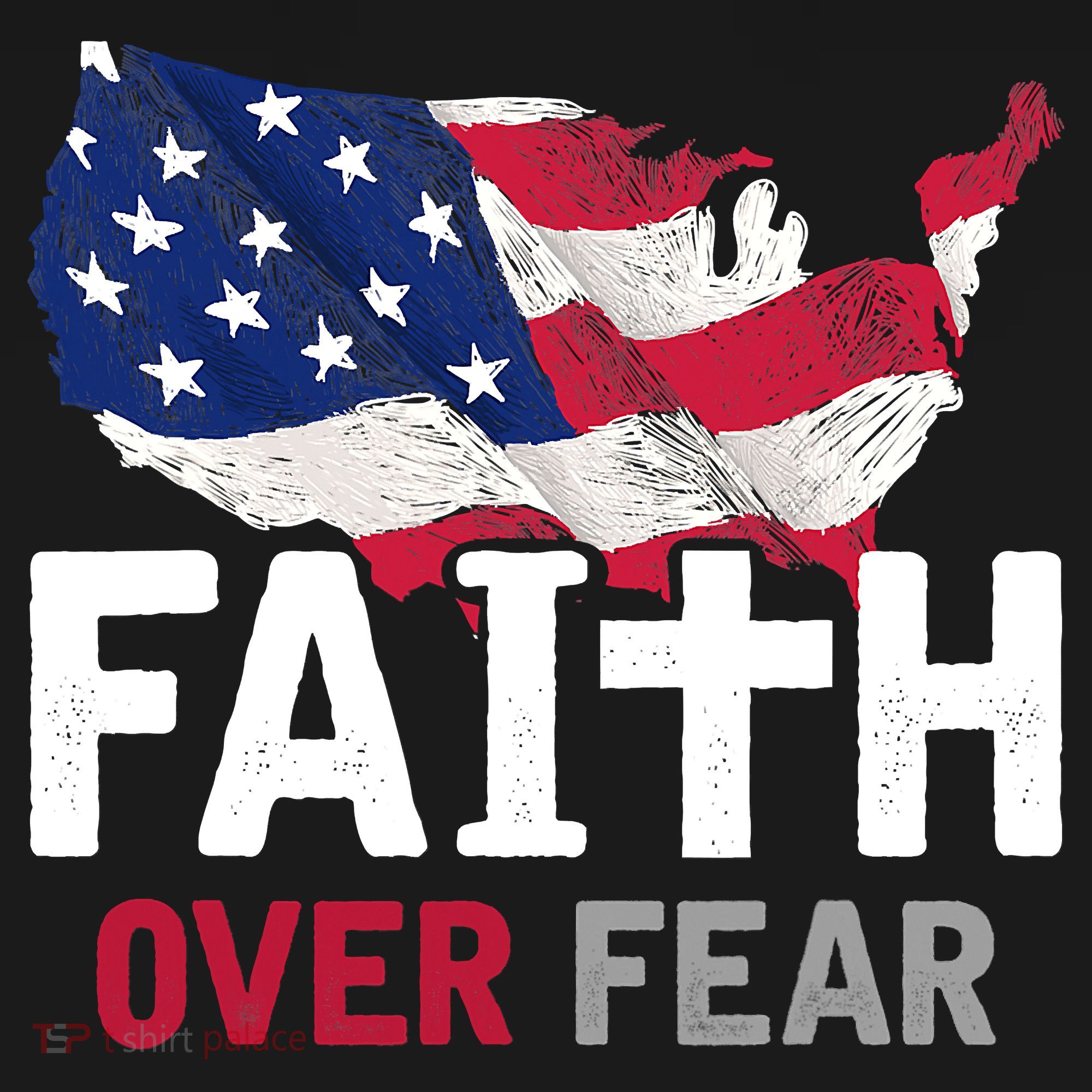 Faith Over Fear Patriotic Christian USA Flag Lord Jesus Women's Tank Top