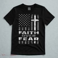 Faith Over Fear Christian Patriotism With Us Flag T-Shirt thumb 5
