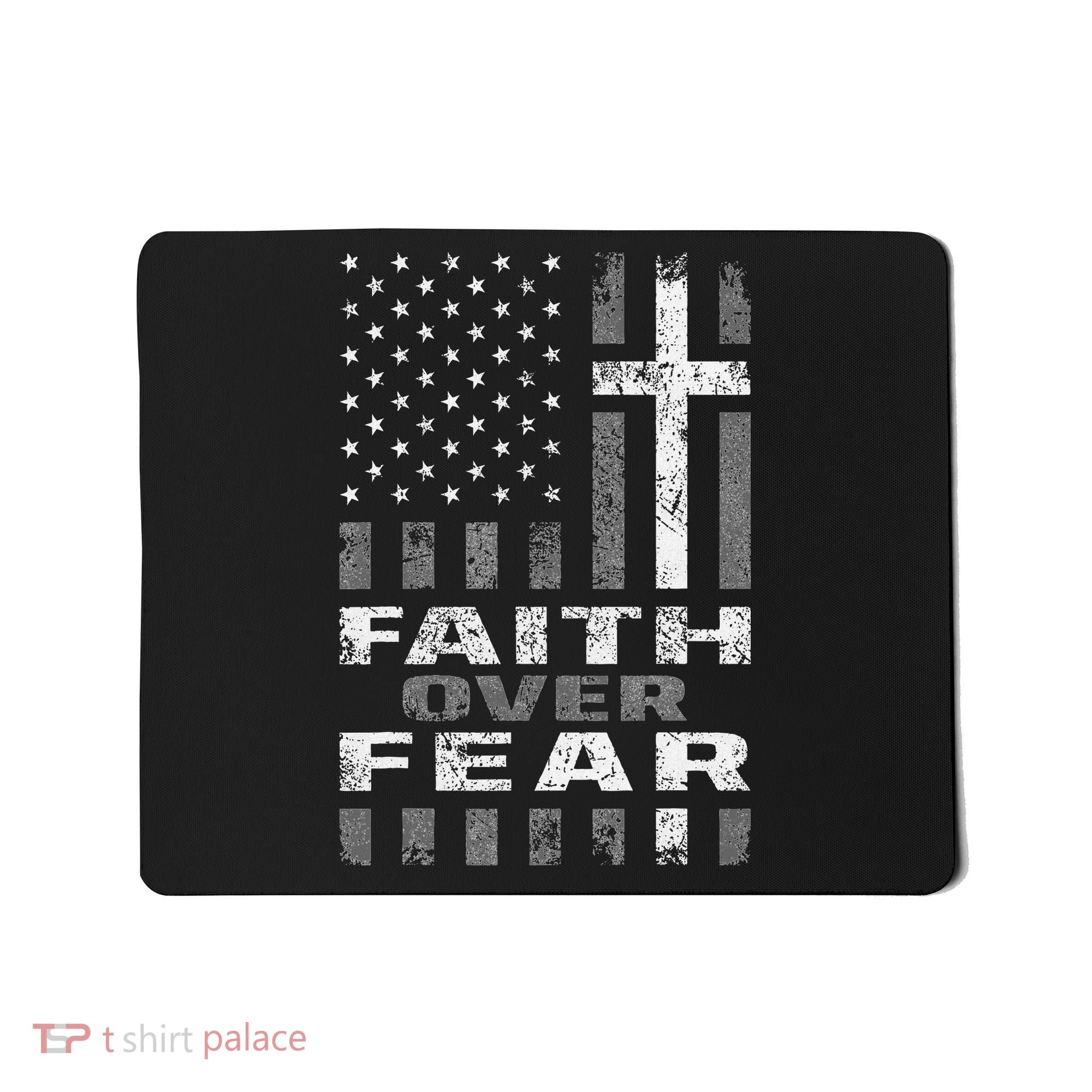 Faith Over Fear Christian Patriotism With Us Flag Mousepad