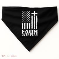 Faith Over Fear Conservative Christian US Flag USA-Made Doggie Bandana thumb 0