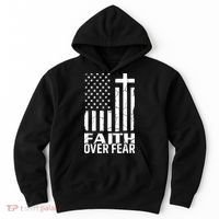 Faith Over Fear Conservative Christian US Flag Hoodie thumb 0