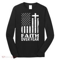 Faith Over Fear Conservative Christian US Flag Long Sleeve Shirt thumb 0