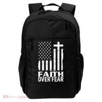 Faith Over Fear Conservative Christian US Flag Backpack thumb 0