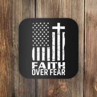 Faith Over Fear Conservative Christian US Flag Coaster thumb 0