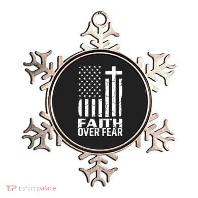 Faith Over Fear Conservative Christian US Flag Ornament