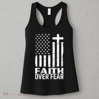 Faith Over Fear Conservative Christian US Flag Women's Tank Top thumb 3