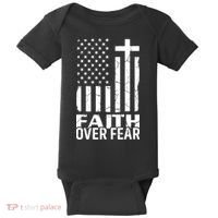 Faith Over Fear Conservative Christian US Flag Baby Bodysuit thumb 0