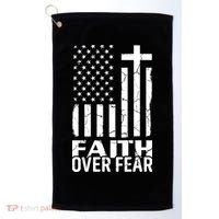 Faith Over Fear Conservative Christian US Flag Golf Towel thumb 0