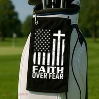 Faith Over Fear Conservative Christian US Flag Golf Towel thumb 2