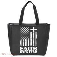 Faith Over Fear Conservative Christian US Flag Tote Bag thumb 0