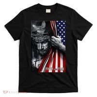 Faith Over Fear God Jesus Christian Flag Funny 4th Of July T-Shirt thumb 0
