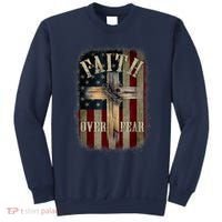 Faith Over Fear Christian American Cross God Jesus Usa Sweatshirt thumb 0