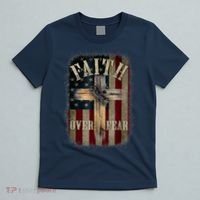 Faith Over Fear Christian American Cross God Jesus Usa T-Shirt thumb 5