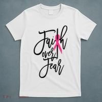 Faith Over Fear Cross Breast Cancer Awareness Christian T-Shirt thumb 5