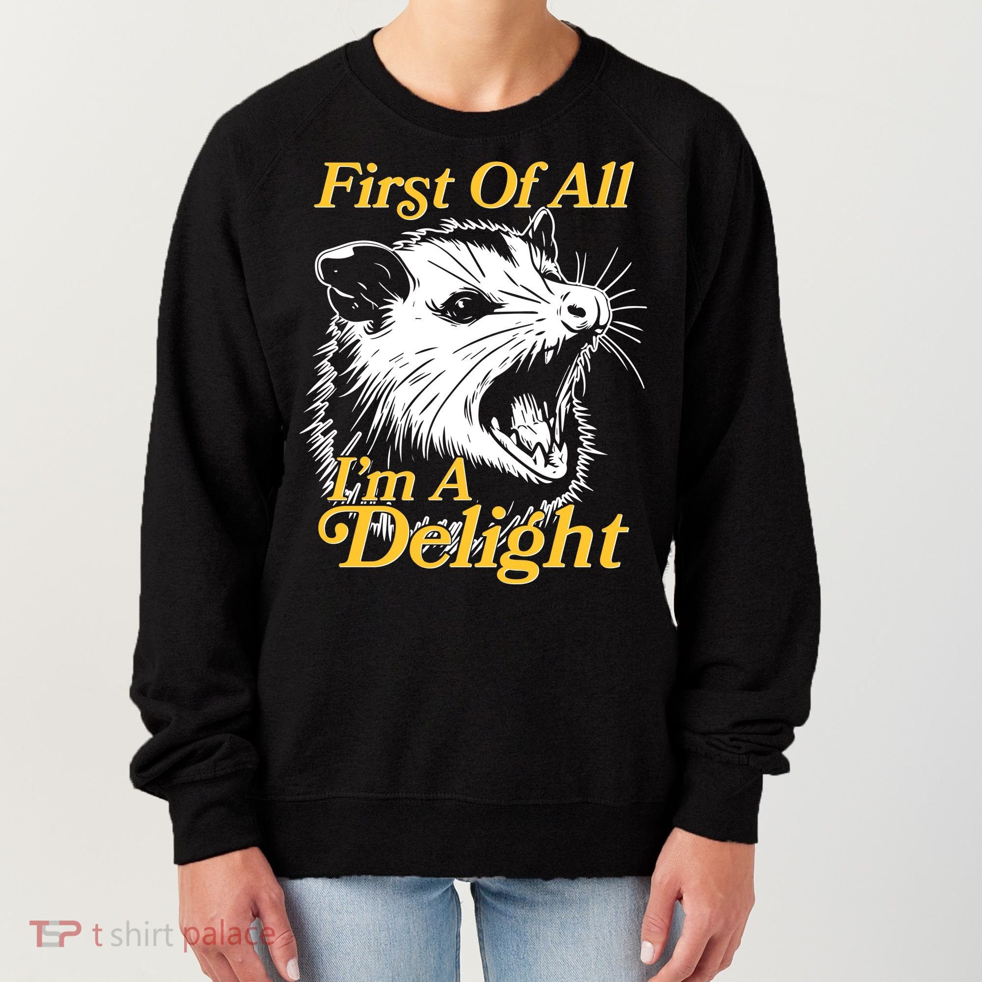 Funny Opossum First Of All Im A Delight Women's Sweatshirt