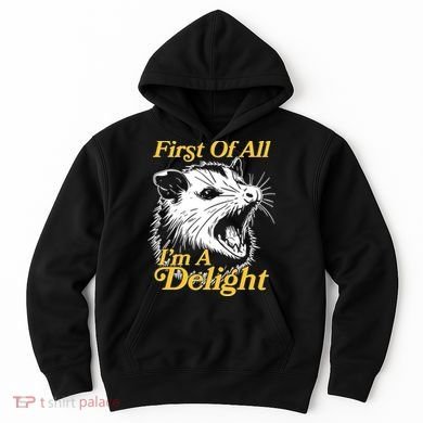 Funny Opossum First Of All Im A Delight Hoodie