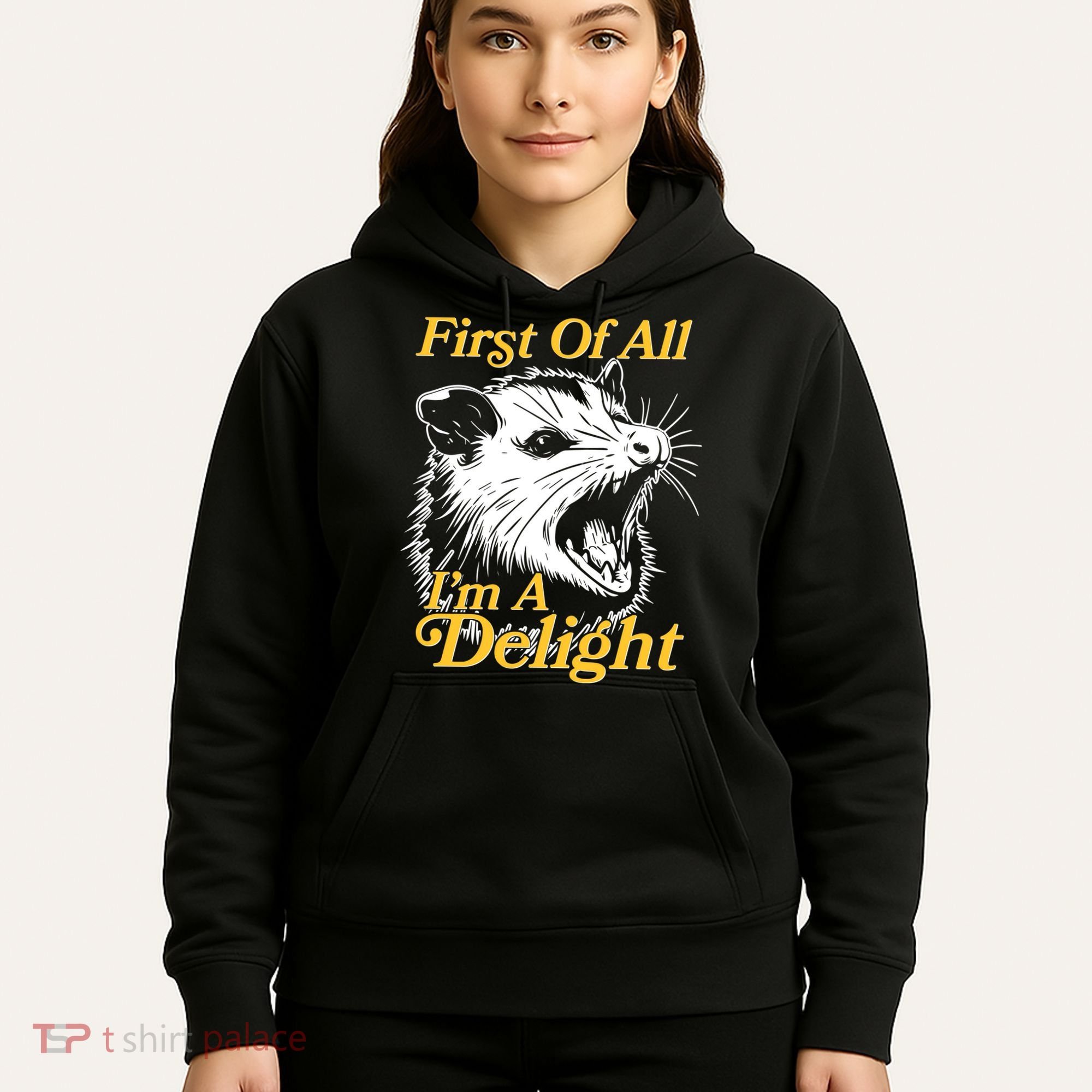 Funny Opossum First Of All Im A Delight Hoodie