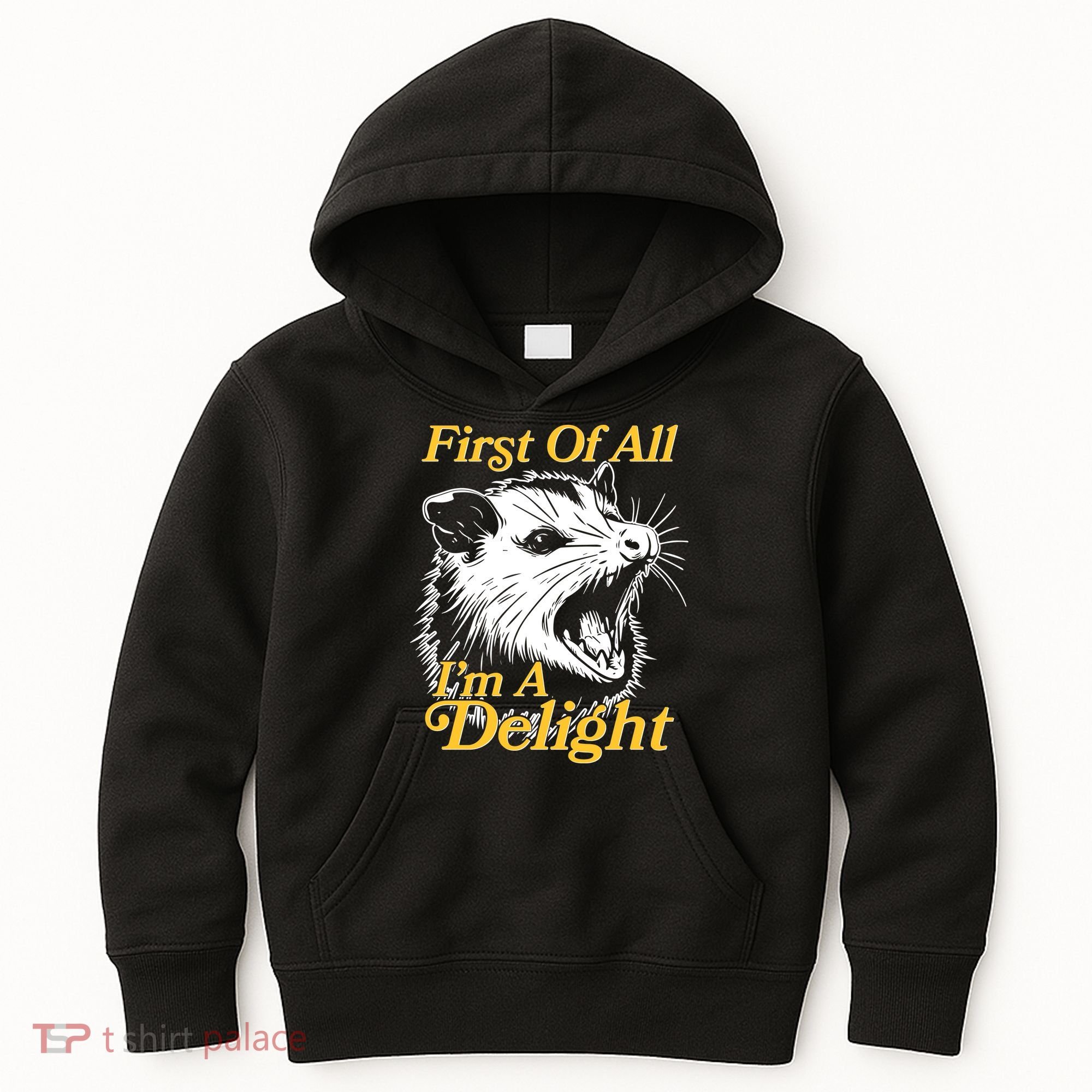 Funny Opossum First Of All Im A Delight Kids Hoodie
