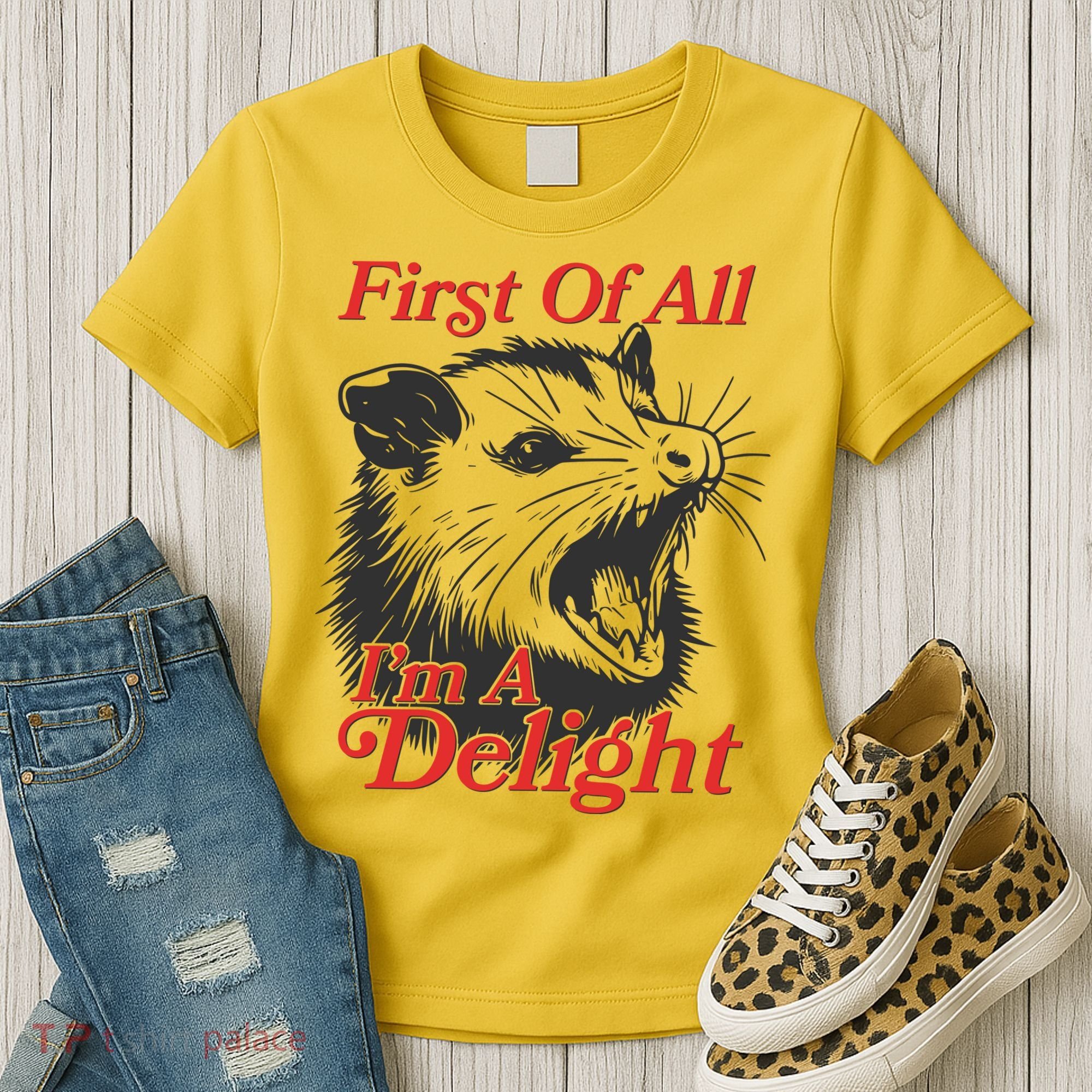 Funny Opossum First Of All Im A Delight Women's T-Shirt