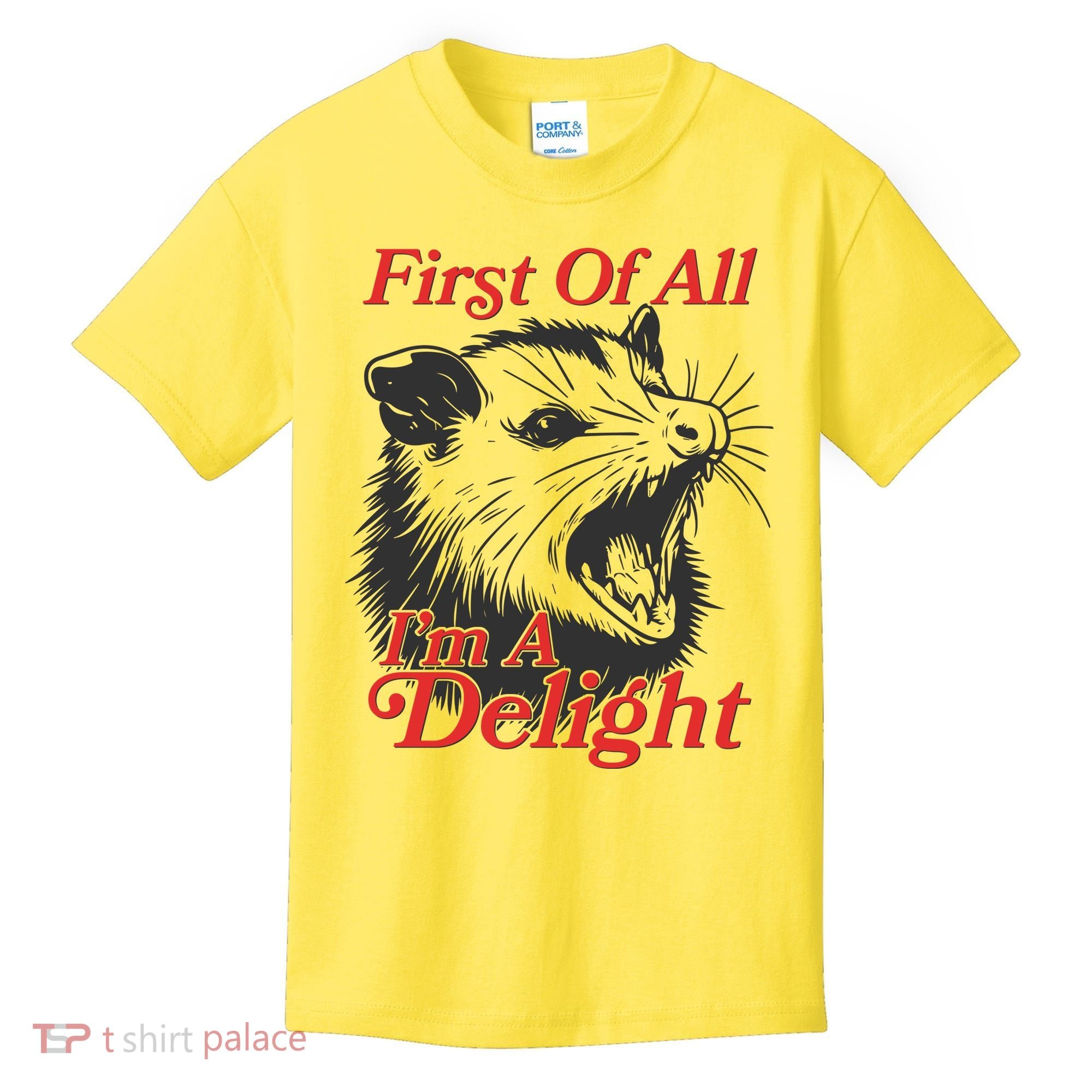Funny Opossum First Of All Im A Delight Kids T-Shirt